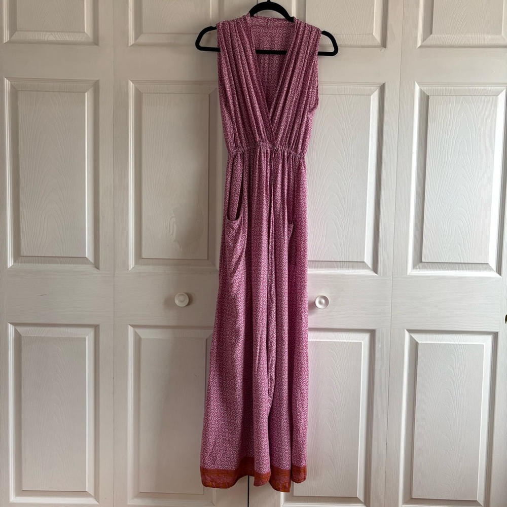 Natalie Martin Nico Sleeveless Maxi Dress Artichoke Mariner M Boho Preppy Pink